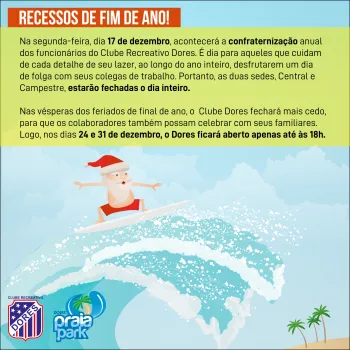 Clube ão abrirá na segunda, dia 17 de dezembro