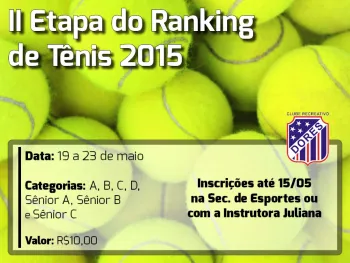 II Etapa do Ranking de Tênis 2015