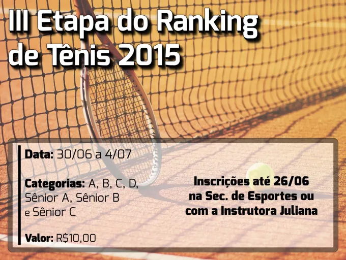 III Etapa do Ranking de Tênis 2015