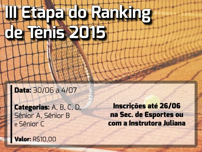 III Etapa do Ranking de Tênis 2015 e 1ª Copinha Infantil