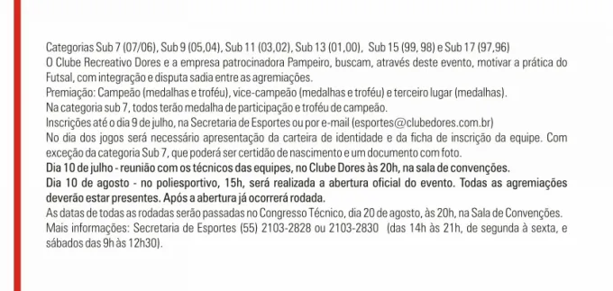 Vem aí o Campeonato Dores Pampeiro de Futsal