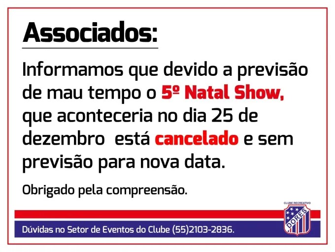 5º Natal Show é cancelado