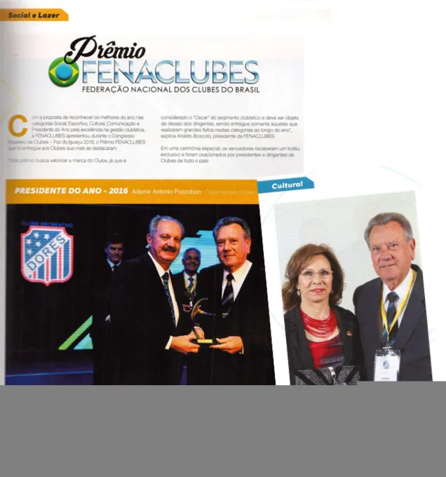 Casal presidente do Dores é destaque na revista “ação dos clubes sociais”